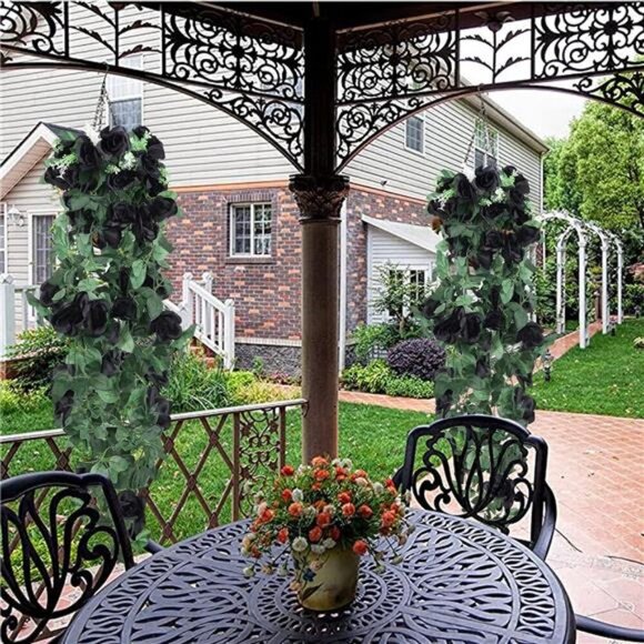 Hanging Flowers Artificial Hanging Plants 2PCS 3.3Ft Artificial RoseVine Hanging - Picture 4 of 7